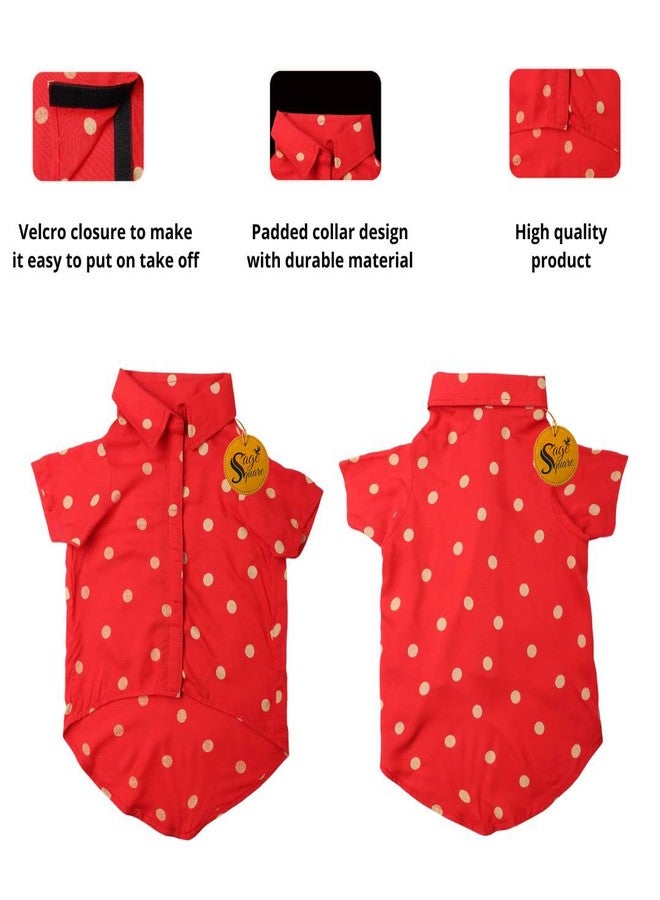 سايج سكوير قميص كلاب مطبوع عليه رسومات مربعة جريئة، قميص كلاب عصري، فائق النعومة وخفيف الوزن، ملابس كلاب مريحة وجيدة التهوية، زي عصري (صغير - 14 بوصة) (أحمر منقط) - Image 4